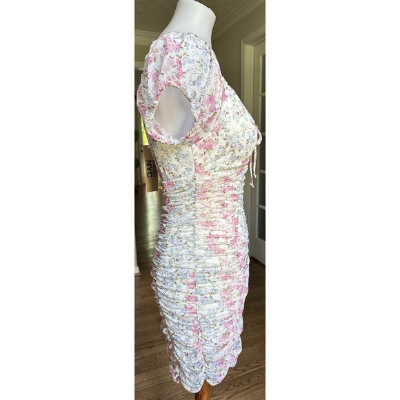 Madden NYC Sweetheart Cut-Out Bodycon Ruched Dress Floral Country Western Size M - Picture 5 of 8